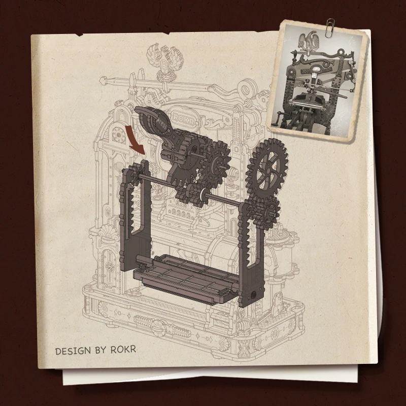 ROKR LK602 Model Printing Press 3D Wooden Puzzle Teen Gift
