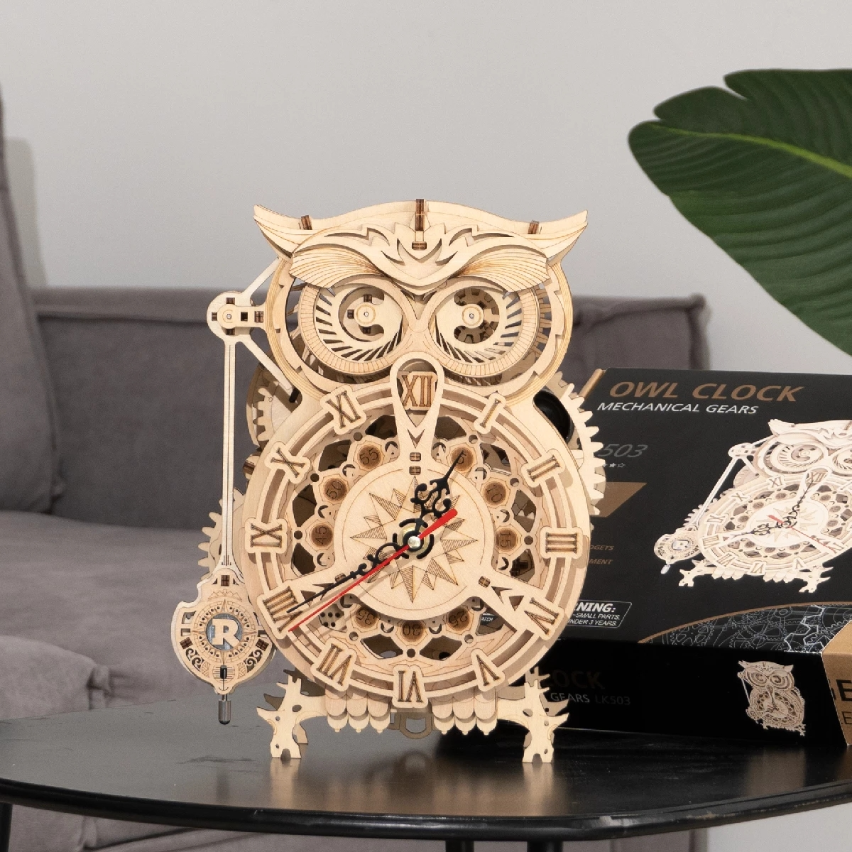 ROKR LK503 Ornamental Owl Clock 3D Wooden Puzzle Gift