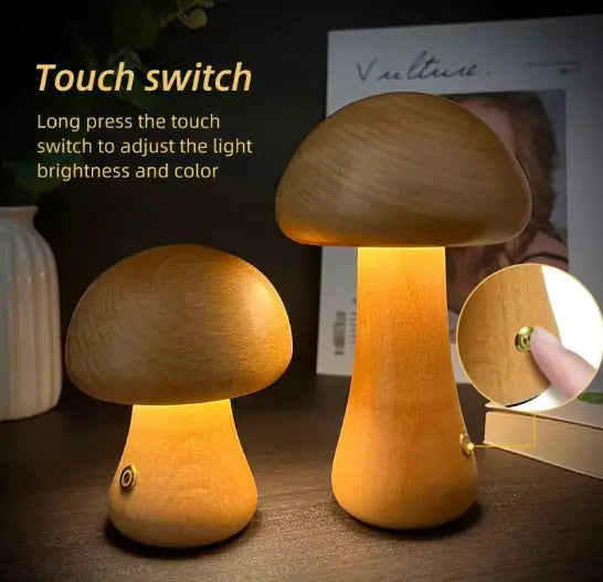 Whimsical Wood Mushroom Lamp