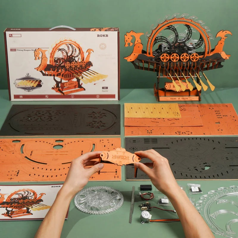 ROKR Viking Dragon Ship Mechanical 3D Wooden Puzzle