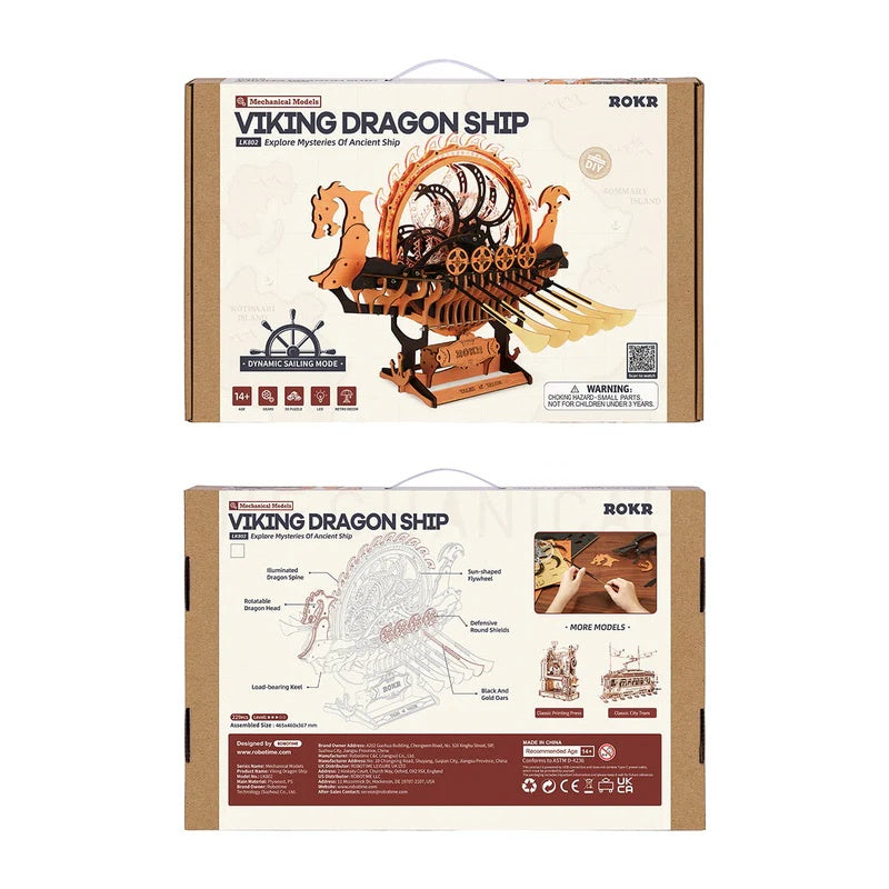 ROKR Viking Dragon Ship Mechanical 3D Wooden Puzzle
