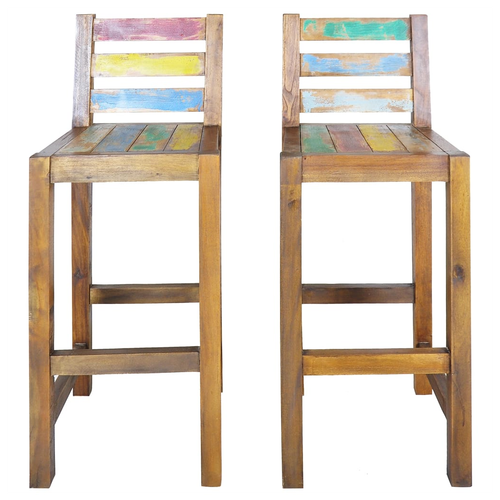 Bar Stools Solid Reclaimed Wood - 2 pcs