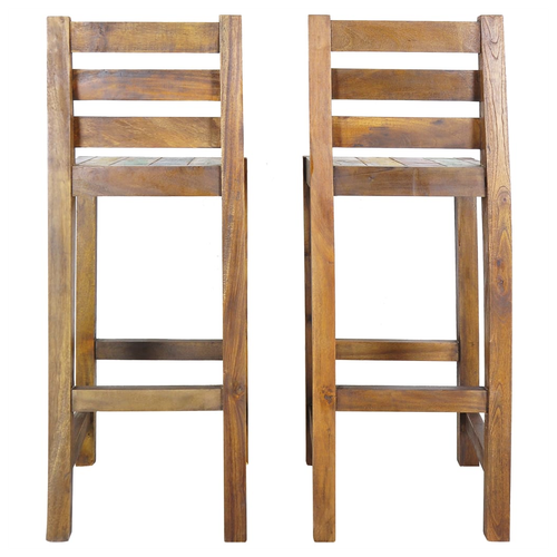Bar Stools Solid Reclaimed Wood - 2 pcs