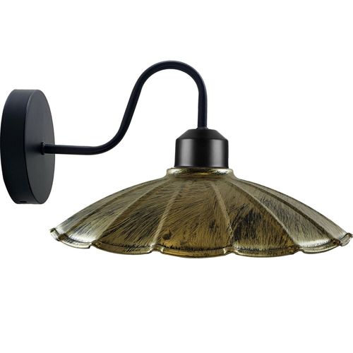 Vintage Industrial Antique Brass Wall Sconces Metal Shade Indoor Light Fitting with Swan Neck and Umbrella Shade