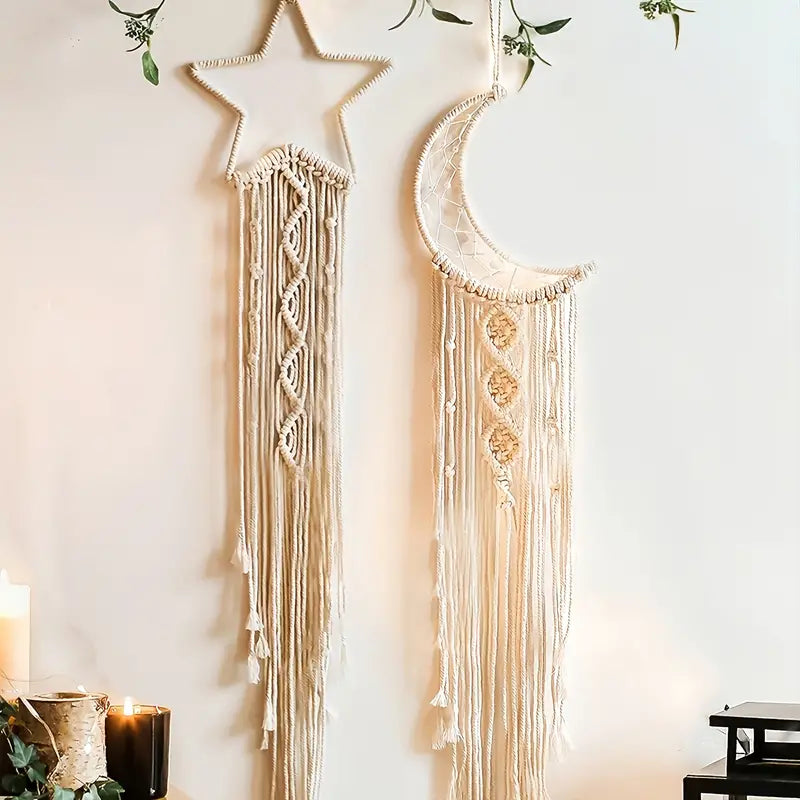 Boho Hand Woven Moon Dreamcatcher 7.87x41.33in