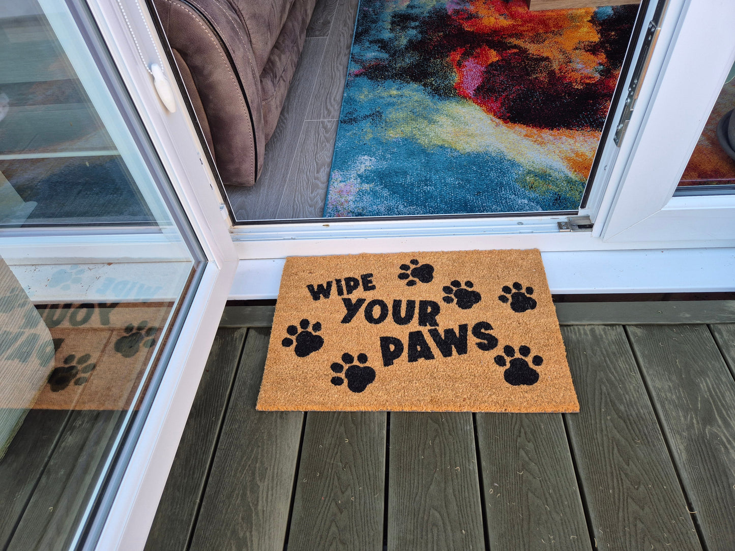 Doormat 60cm x 40cm - 'Wipe Your Paws' (D2) - Absorbent Coir Mat for Indoor/Outdoor-4