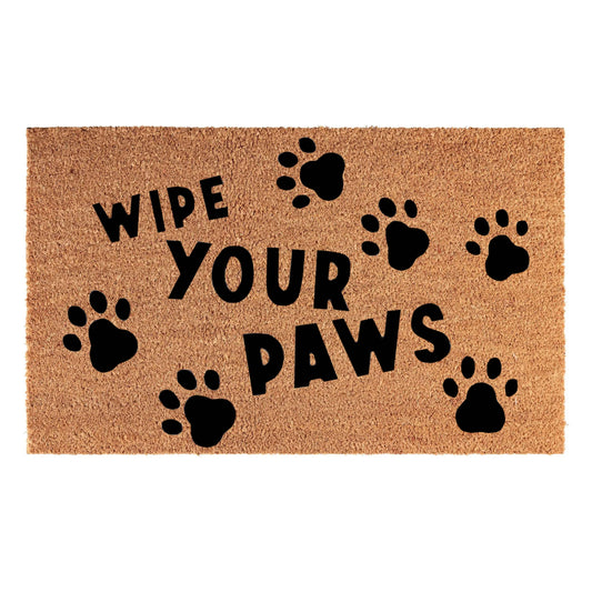 Doormat 60cm x 40cm - 'Wipe Your Paws' (D2) - Absorbent Coir Mat for Indoor/Outdoor-0