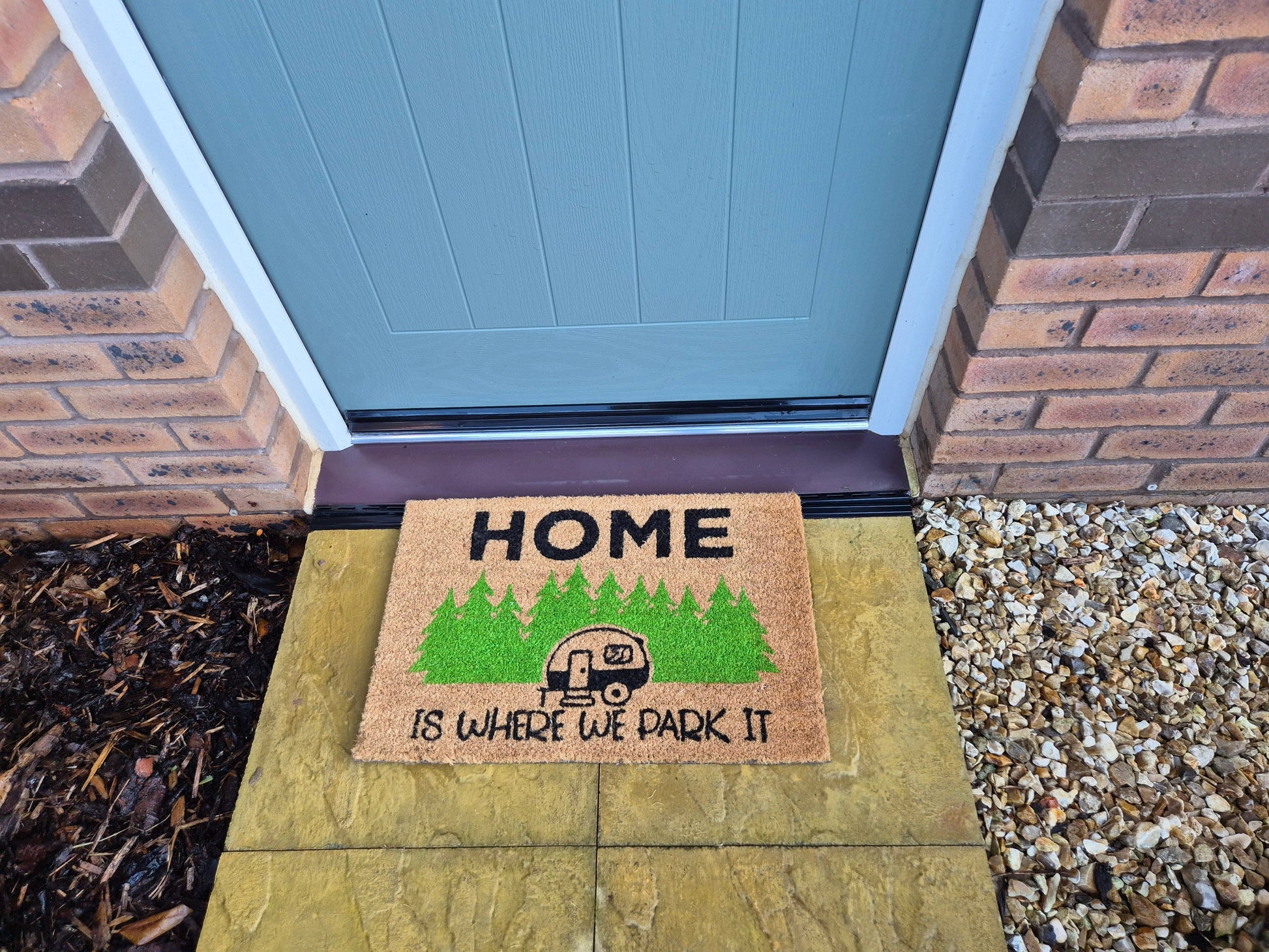 Doormat 60cm x 40cm - 'Home Is Where We Park It' - Absorbent Coir Mat for Indoor/Outdoor-3