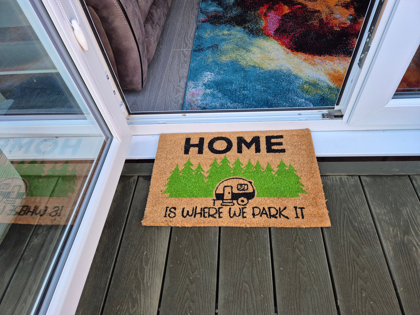 Doormat 60cm x 40cm - 'Home Is Where We Park It' - Absorbent Coir Mat for Indoor/Outdoor-4