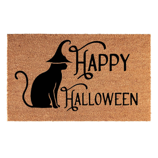Doormat 60cm x 40cm - 'Happy Halloween' - Absorbent Coir Mat for Indoor/Outdoor-0