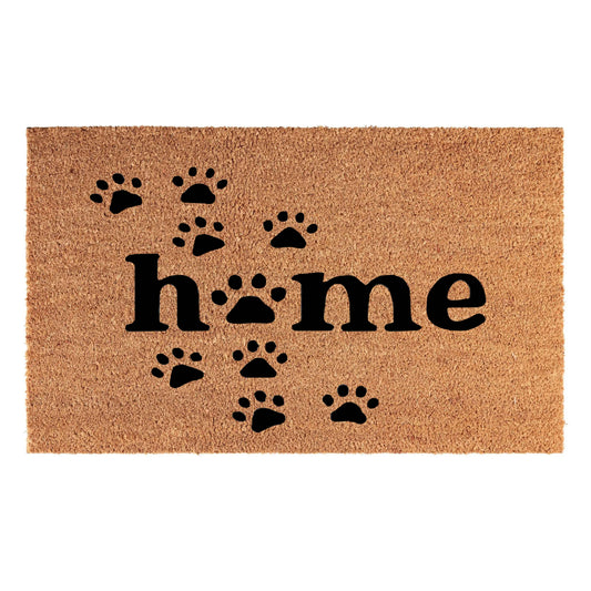 Doormat 60cm x 40cm - 'Home' (Paws) - Absorbent Coir Mat for Indoor/Outdoor-0
