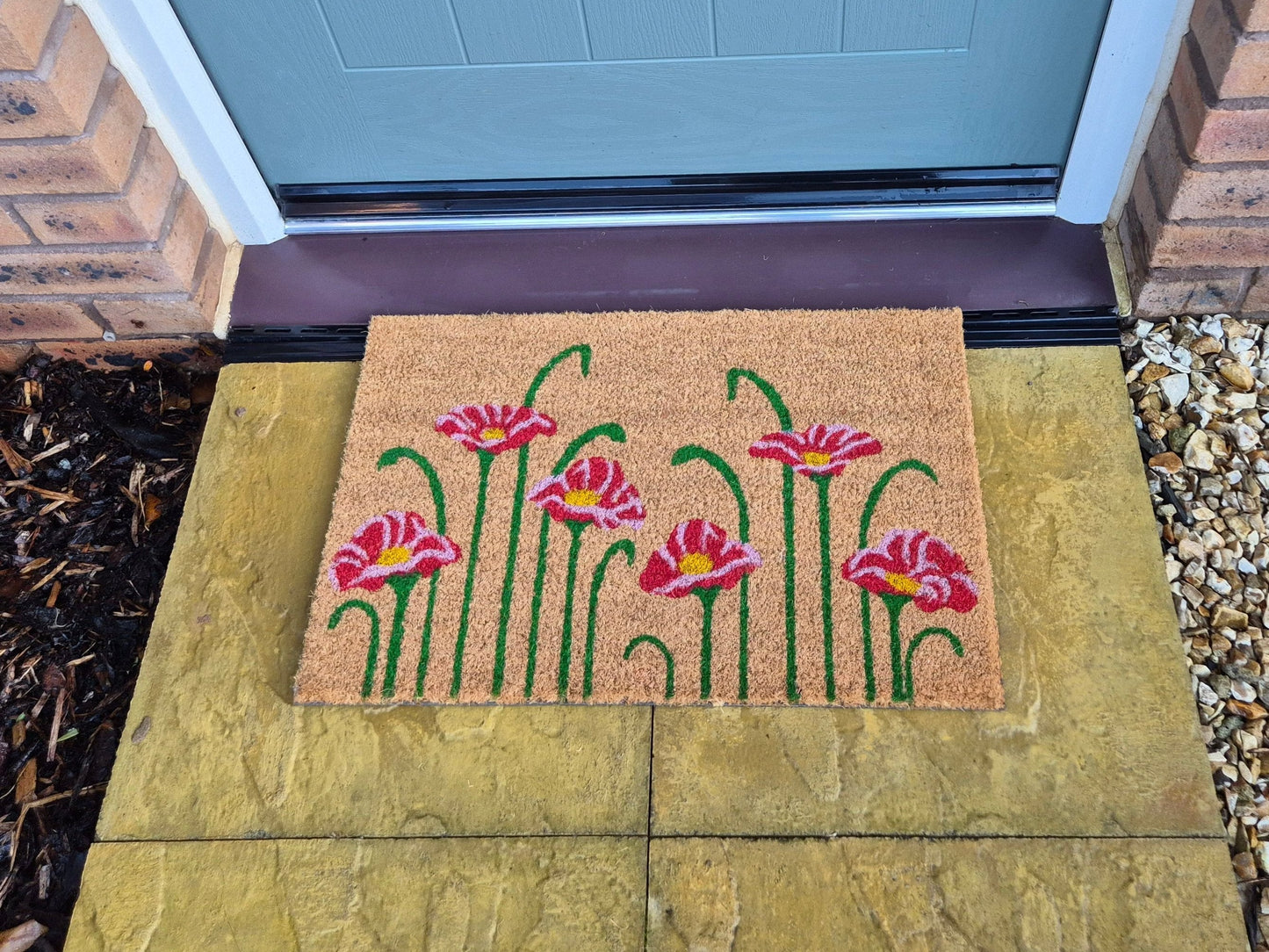 Doormat 60cm x 40cm - Poppy - Absorbent Coir Mat for Indoor/Outdoor-0