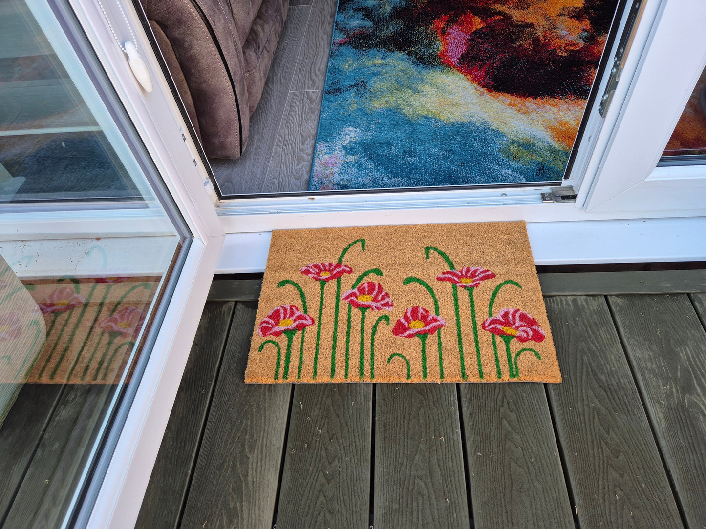 Doormat 60cm x 40cm - Poppy - Absorbent Coir Mat for Indoor/Outdoor-2