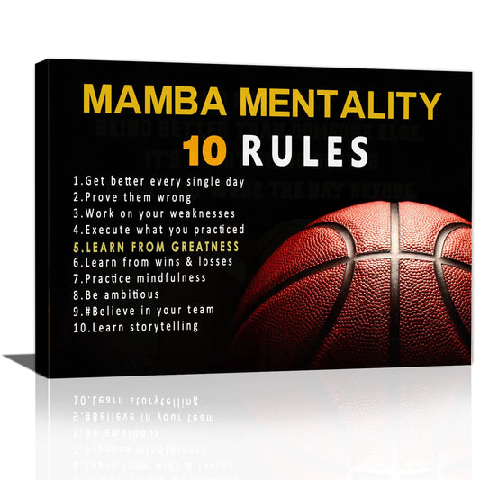 Mamba Mentality 10 Rules Basketball Inspirational Canvas Art