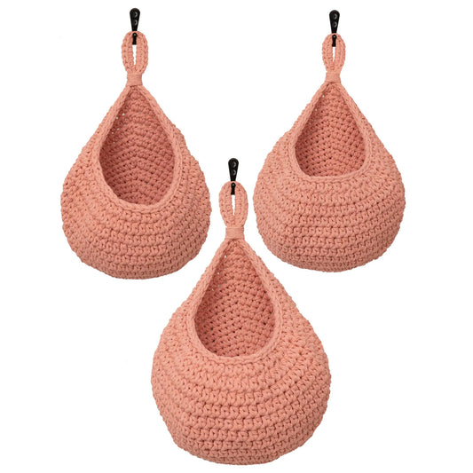 Wall Hanging Fresh Produce Baskets - Light Pink - Set of 3: Small, Medium & Large Hanging Baskets for Kitchen & Home Storage - Versatile Hand-Woven