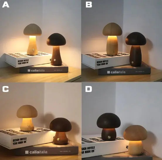Whimsical Wood Mushroom Lamp