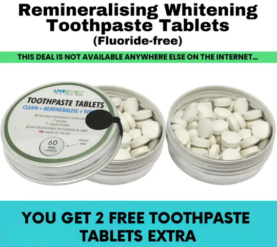 Remineralising and Whitening Toothpaste Tablets - Peppermint - Buy 6, Get 2 Free