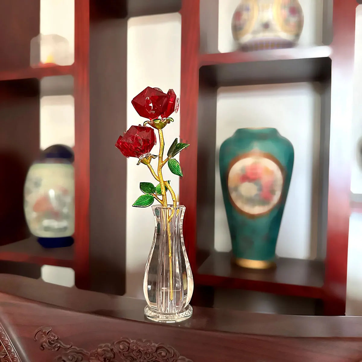 EcoGoss™ Crystal Red Roses with Vase