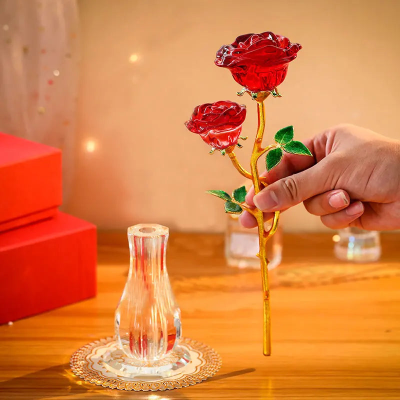 EcoGoss™ Crystal Red Roses with Vase