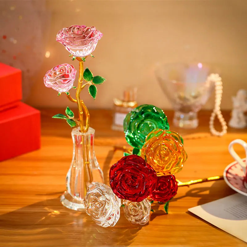 EcoGoss™ Crystal Red Roses with Vase