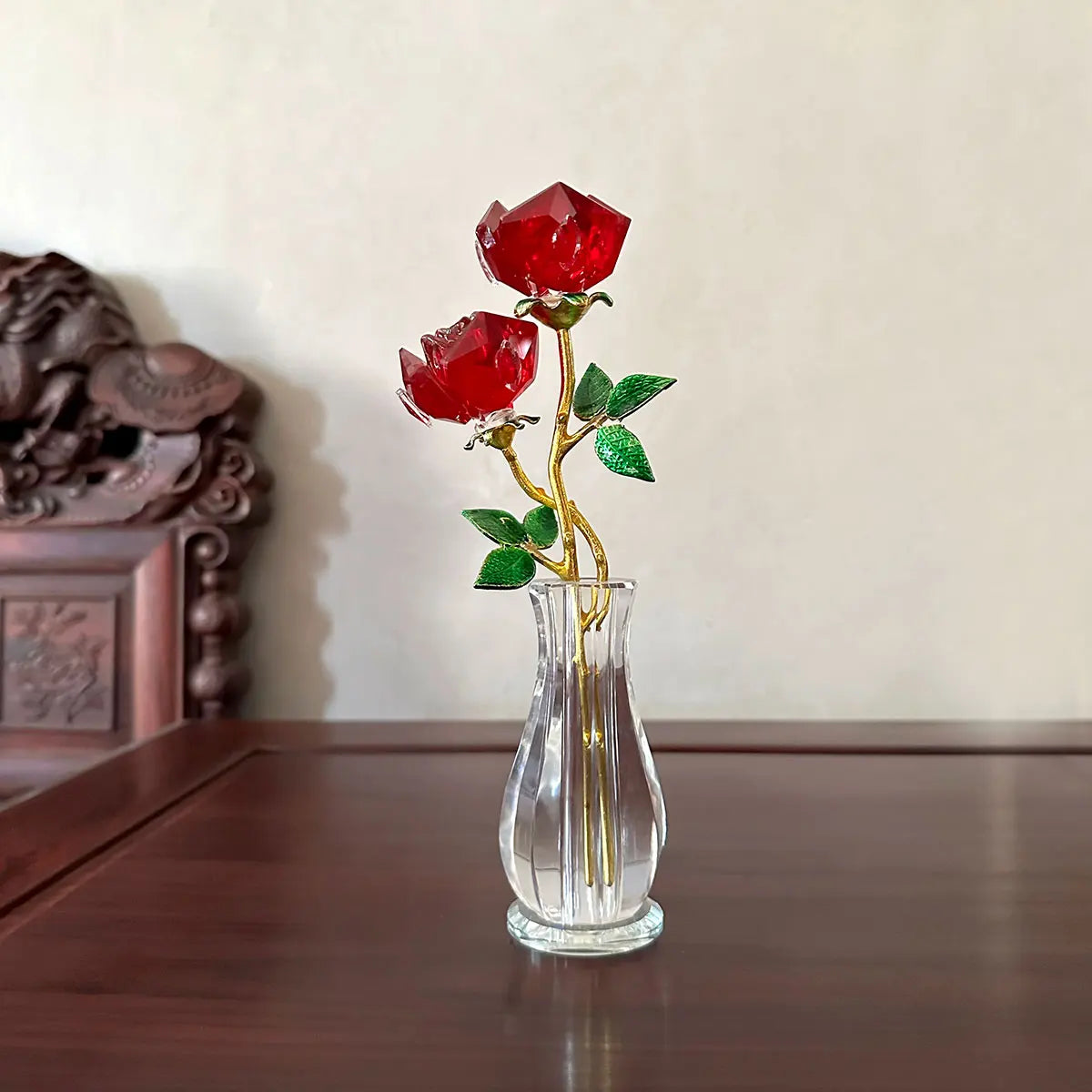 EcoGoss™ Crystal Red Roses with Vase