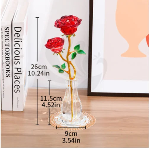 EcoGoss™ Crystal Red Roses with Vase