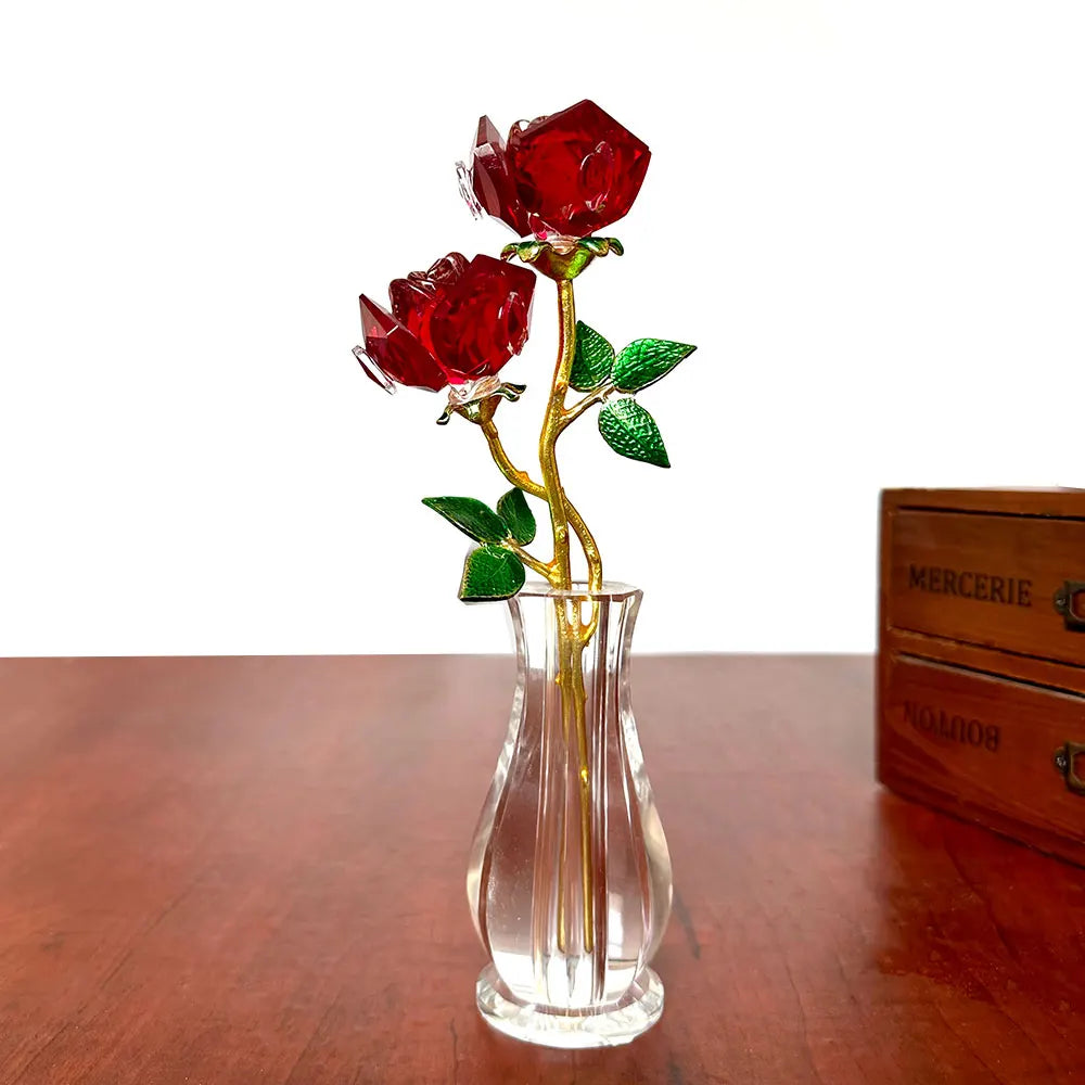 EcoGoss™ Crystal Red Roses with Vase