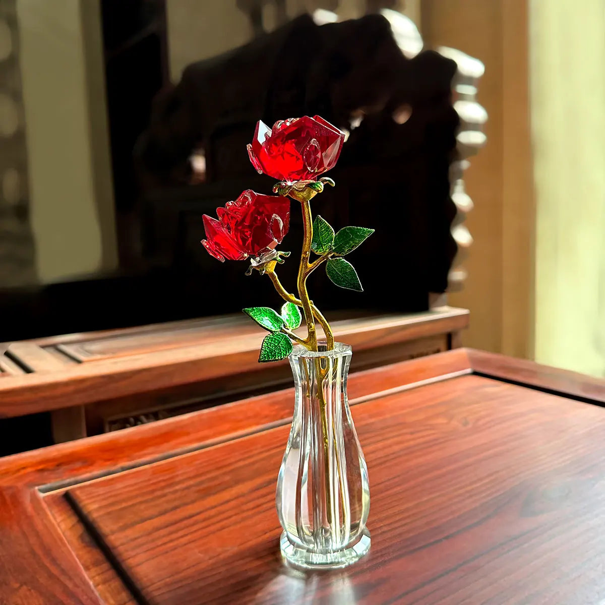 EcoGoss™ Crystal Red Roses with Vase