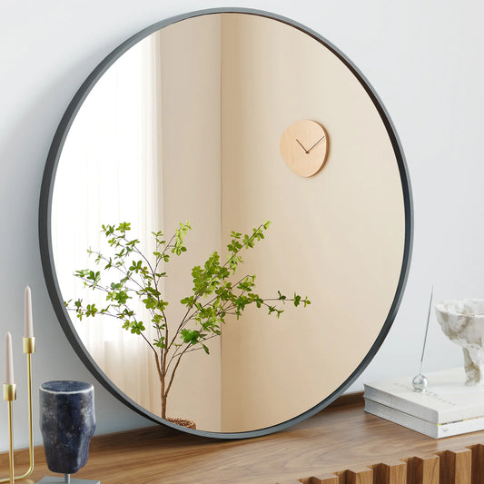 Black Round Reflection Mirror