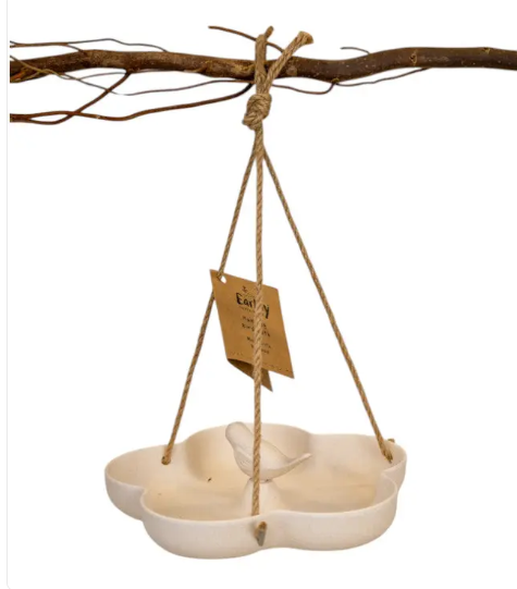 Natural Bamboo Hanging Bird Bath/Feeder