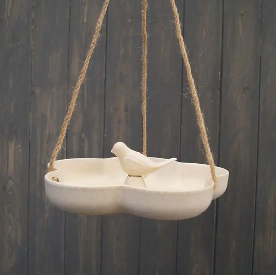 Natural Bamboo Hanging Bird Bath/Feeder