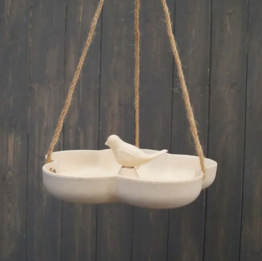 Natural Bamboo Hanging Bird Bath/Feeder