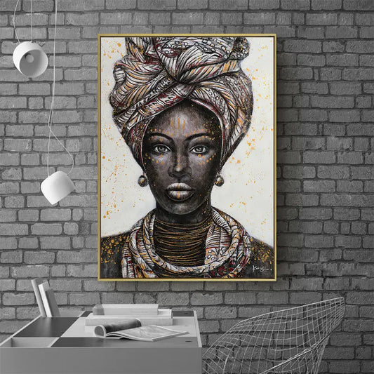 Chic Black Girl Framed Canvas Art 7.9x11.8"