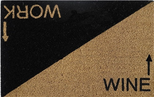 Doormat 60cm x 40cm - 'Wine Work' - Absorbent Coir Mat for Indoor/Outdoor-0