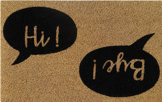 Doormat 60cm x 40cm - 'Hi! Bye!' - Absorbent Coir Mat for Indoor/Outdoor-0