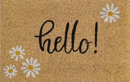 Doormat 60cm x 40cm - 'Hello!' - Absorbent Coir Mat for Indoor/Outdoor-0