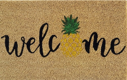 Doormat 60cm x 40cm - 'Welcome' - Rubber-Backed Coir Door Mat - Absorbent Coir Mat for Indoor/Outdoor-0
