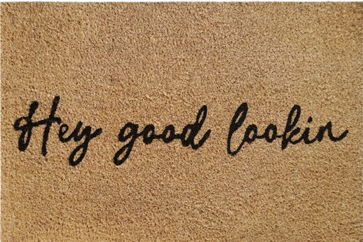 Doormat 60cm x 40cm - 'Hey Good Lookin' - Absorbent Coir Mat for Indoor/Outdoor-0