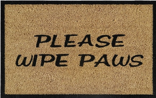 Doormat 60cm x 40cm - 'Please Wipe Paws' - Absorbent Coir Mat for Indoor/Outdoor-0