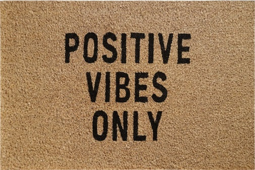 Doormat 60cm x 40cm - 'Positive Vibes Only' - Absorbent Coir Mat for Indoor/Outdoor-0