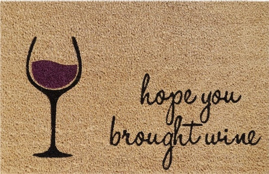 Doormat 60cm x 40cm - 'Hope You Brought Wine' - Absorbent Coir Mat for Indoor/Outdoor-0