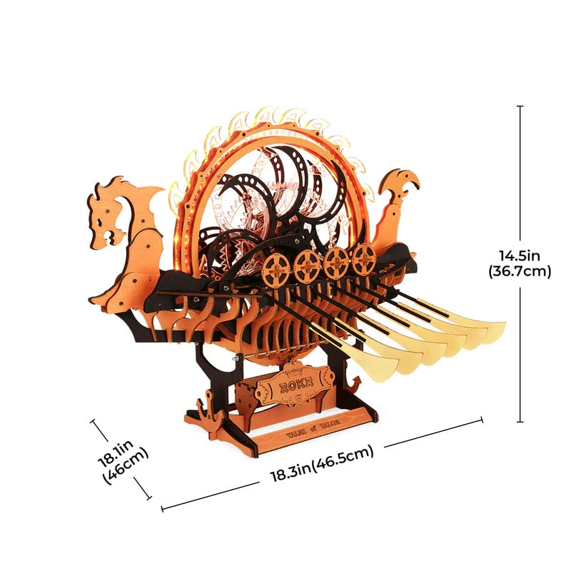 ROKR Viking Dragon Ship Mechanical 3D Wooden Puzzle