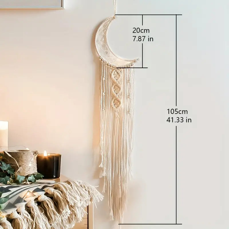 Boho Hand Woven Moon Dreamcatcher 7.87x41.33in