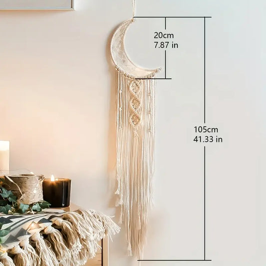 Boho Hand Woven Moon Dreamcatcher 7.87x41.33in