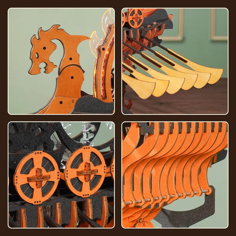 ROKR Viking Dragon Ship Mechanical 3D Wooden Puzzle