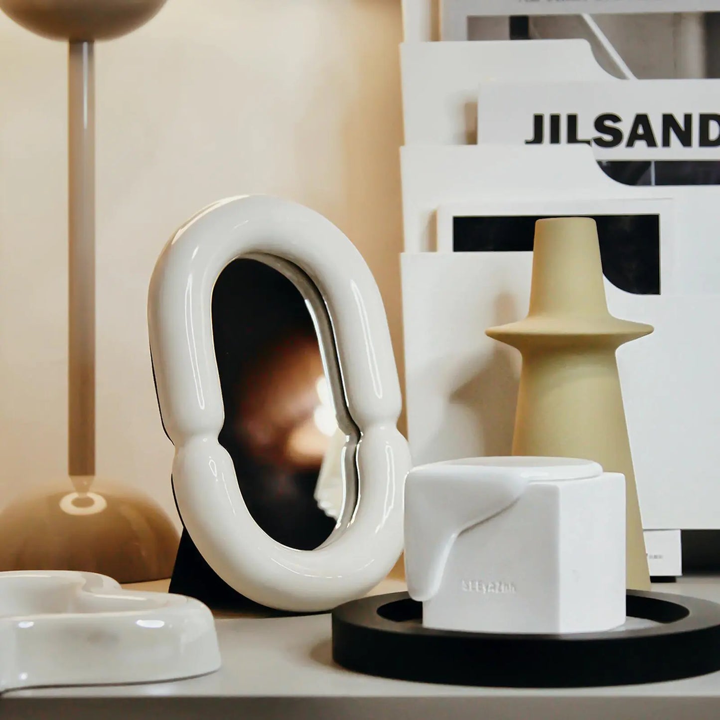 Chic Ceramic Desktop Mirror