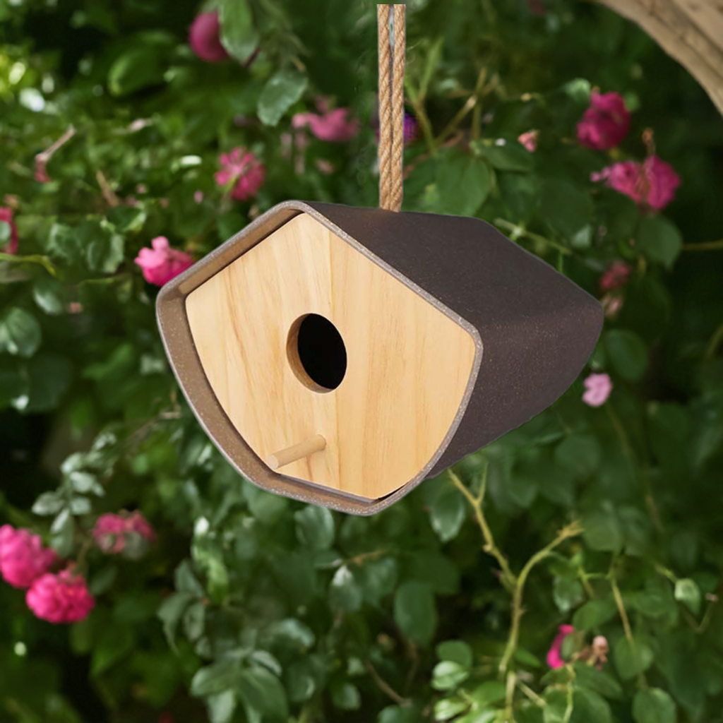 Anthracite Bamboo Japandi Birdhouse